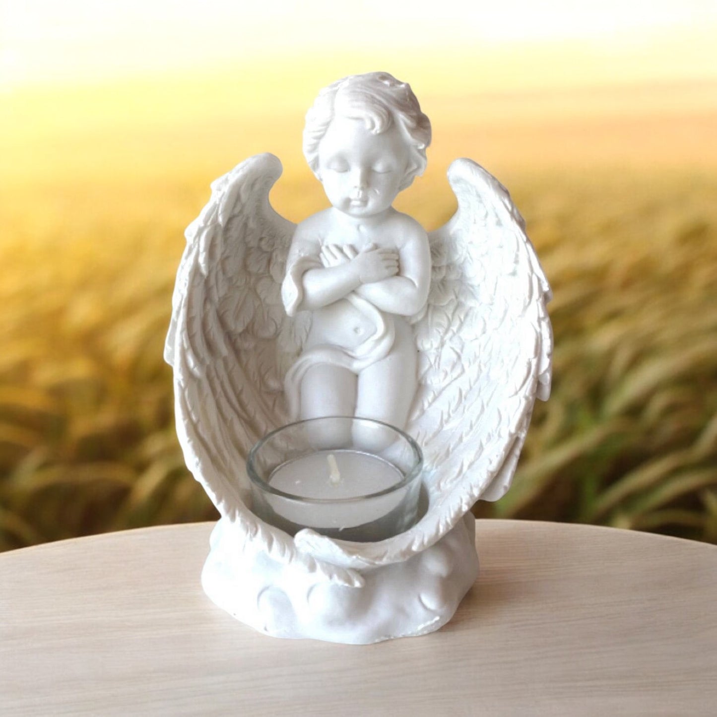 Cherub Angel with Tealight Candle