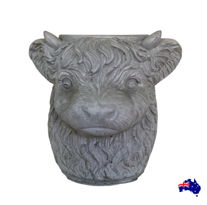 Planter Pot Highland Cow Aussie Handmade Concrete