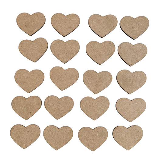 Heart Hearts Set of 20 MDF Timber DIY Raw Craft 5cm