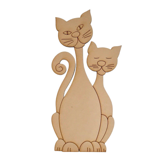 Two Cats Cat Standing DIY Raw MDF Timber - The Renmy Store Homewares & Gifts 