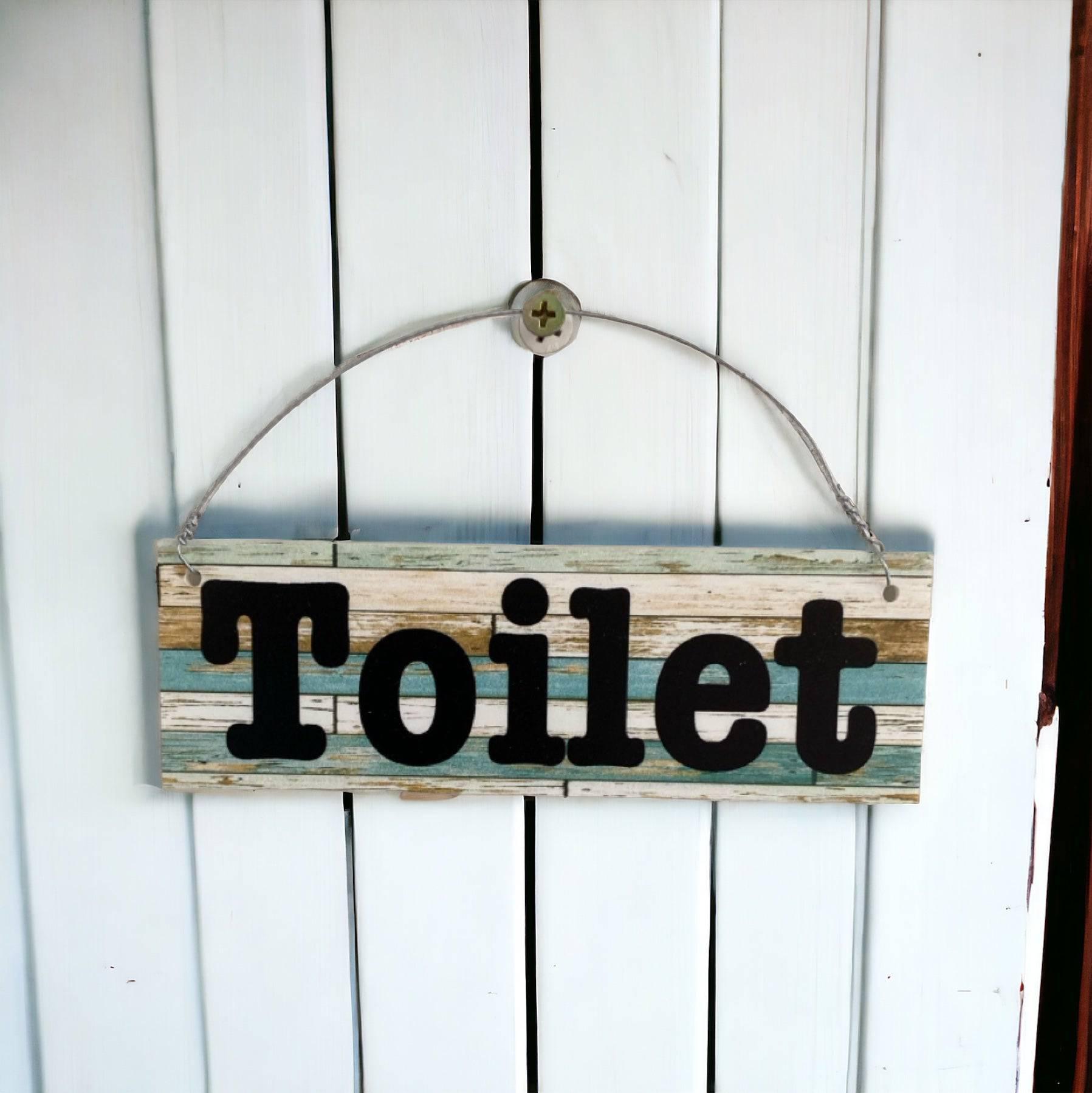 Toilet Laundry Bathroom Rustic Blue Sign - The Renmy Store Homewares & Gifts 