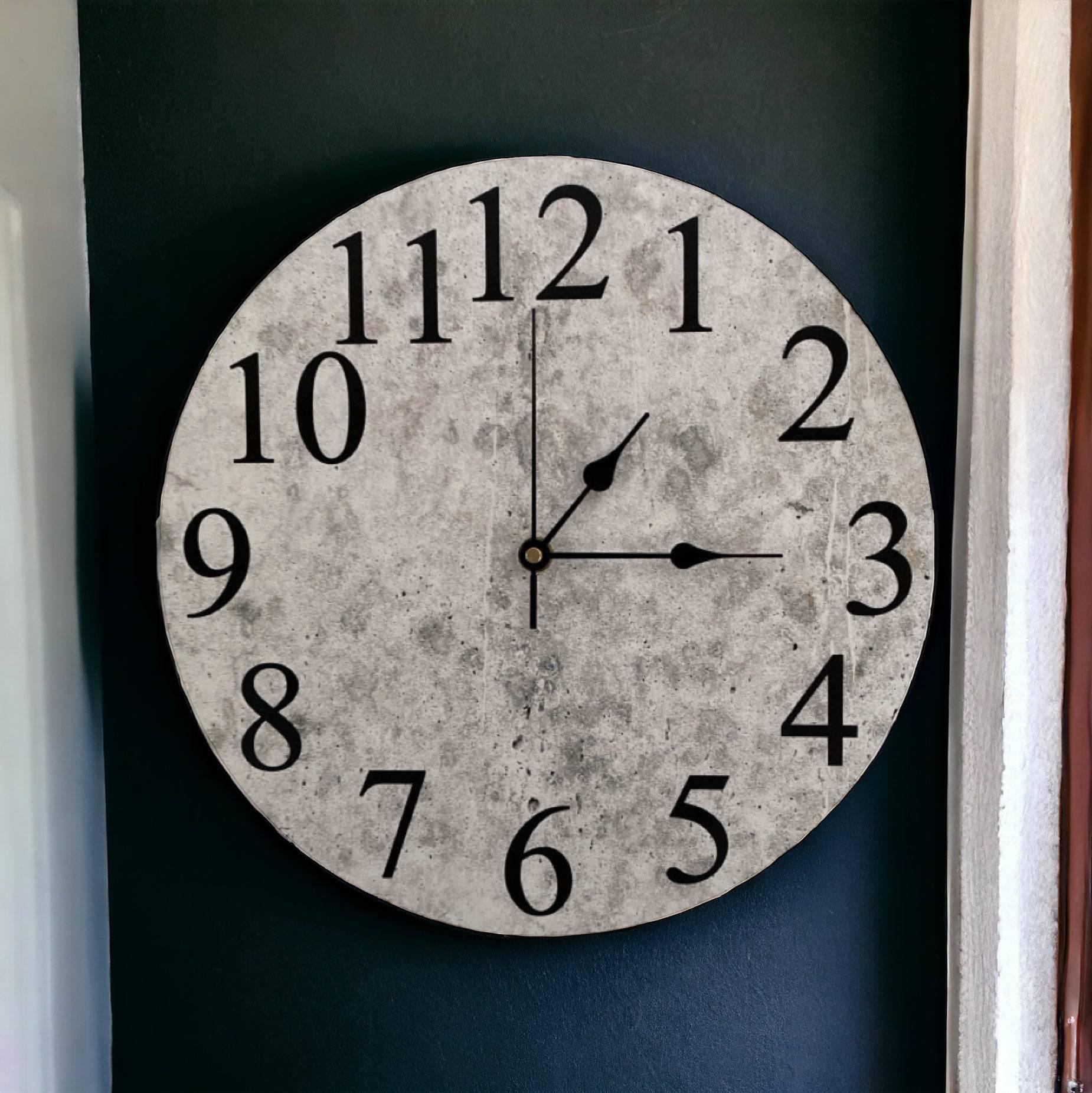 Clock Wall Rustic Concrete Aussie Made - The Renmy Store Homewares & Gifts 