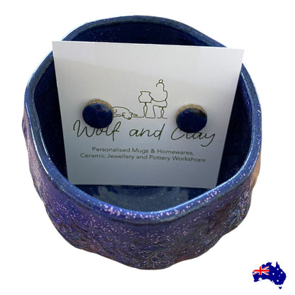 Handmade Blue Ceramic Mug Cup & Earrings Gift Set | Aussie Made Wolf and Clay