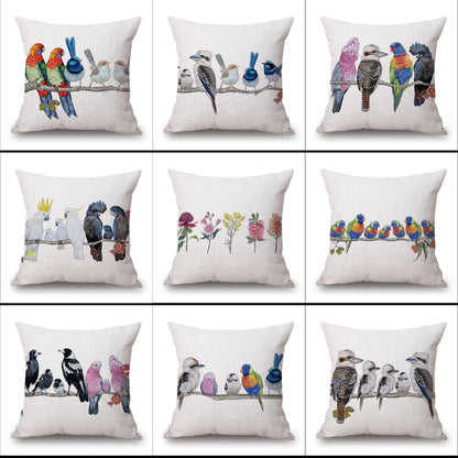 Cushion Cover Australian Bird Range Kookaburra Lorikeet Galah Magpie