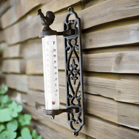 Thermometer Wall Mounted Rooster Cast Iron Rustic