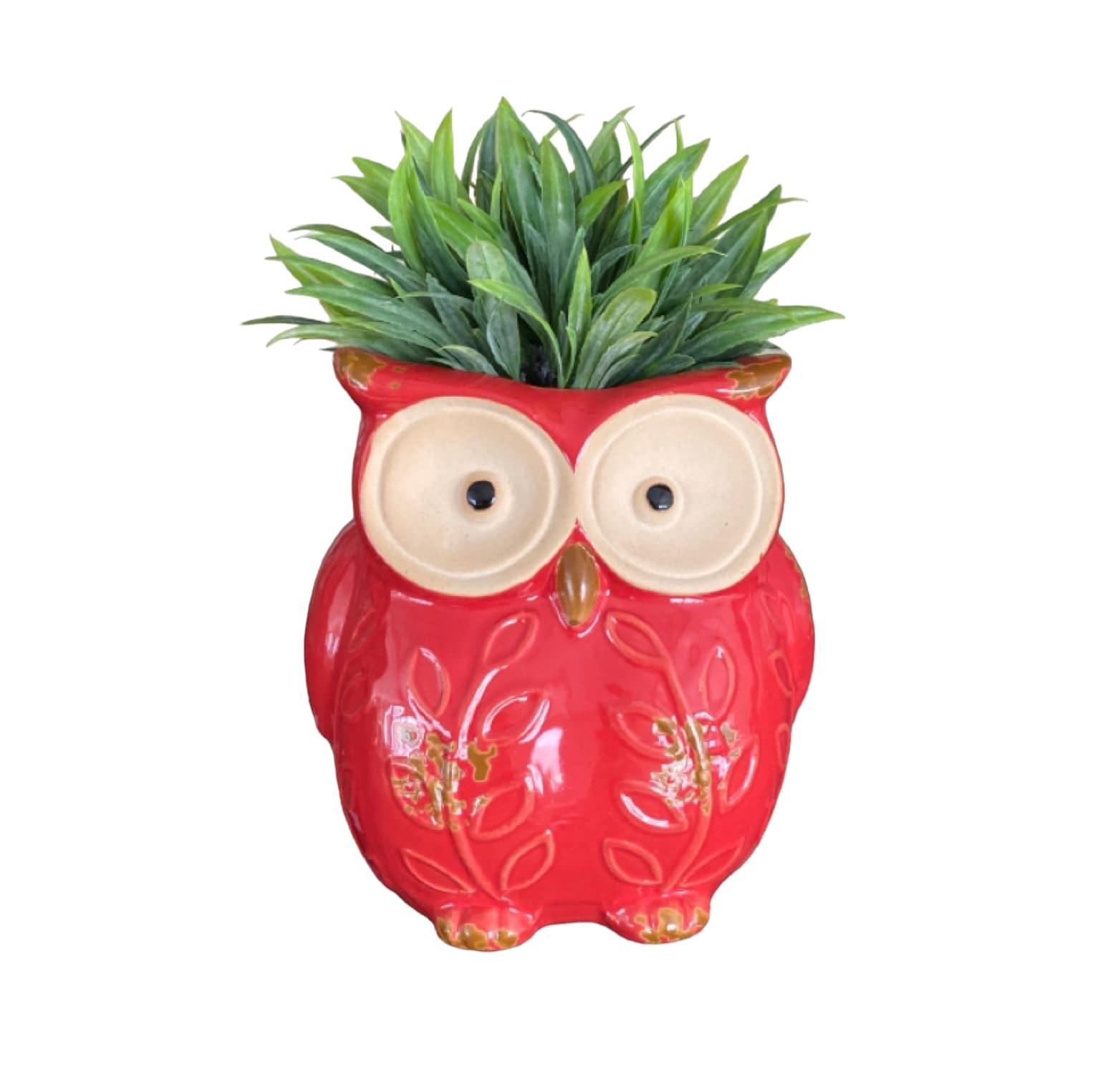 Plant Pot Planter Owl Red Bird - The Renmy Store Homewares & Gifts 