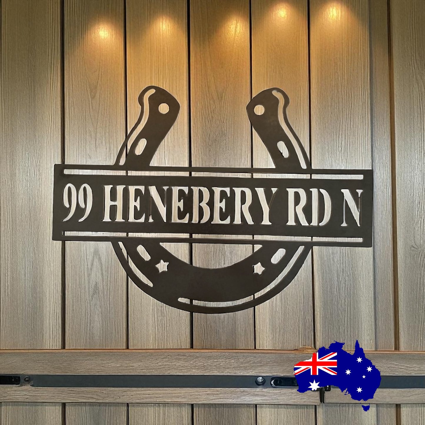 Horseshoe Horse Address Country Personalised Rusty Metal Steel Sign