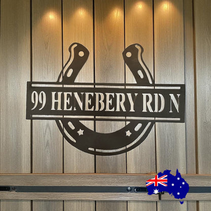 Horseshoe Horse Address Country Personalised Rusty Metal Steel Sign