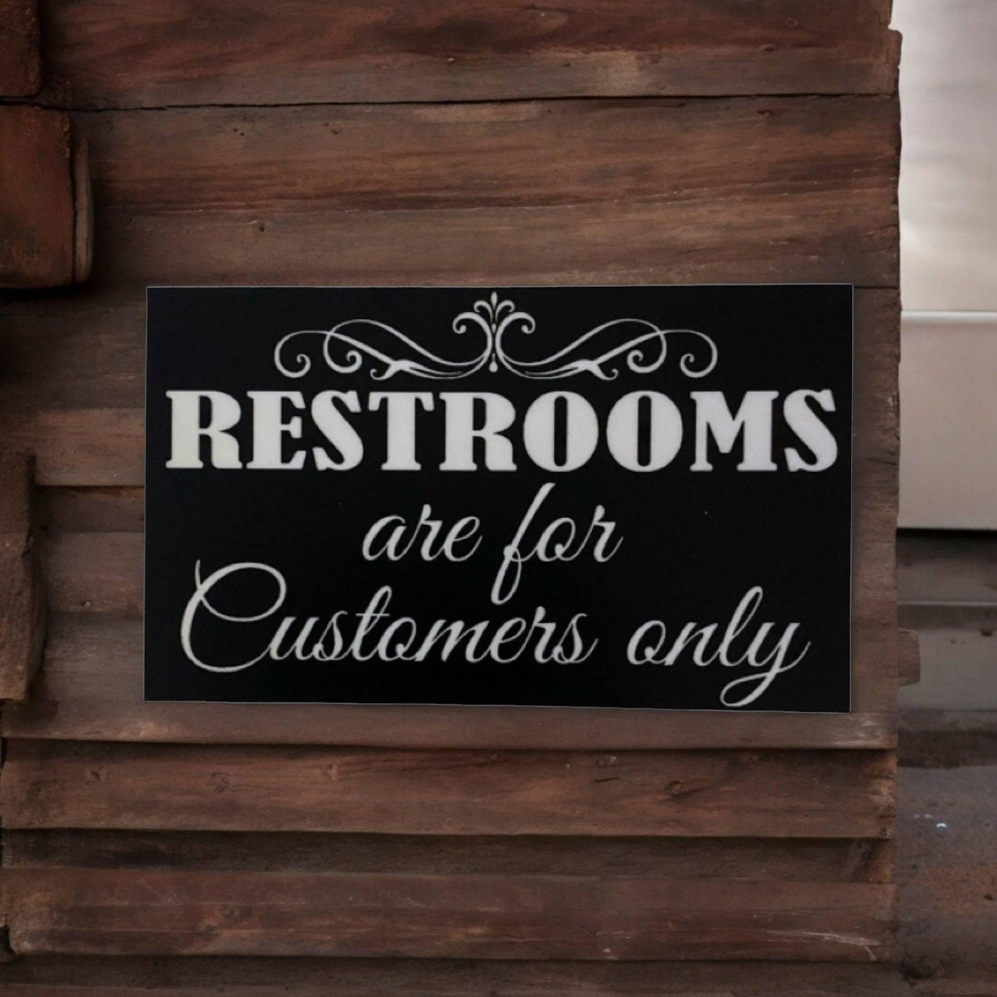 Restrooms Toilet For Customers Only Business Shop Black Sign - The Renmy Store Homewares & Gifts 