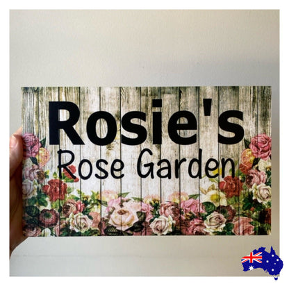 Floral Garden Rose Personalised Custom Sign - The Renmy Store Homewares & Gifts 