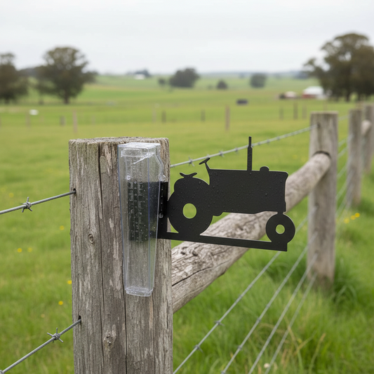 Rain Gauge Stake Wall Tractor Country Vintage