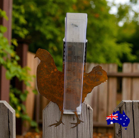 Rain Gauge Stake Wall Chicken Country Farmhouse