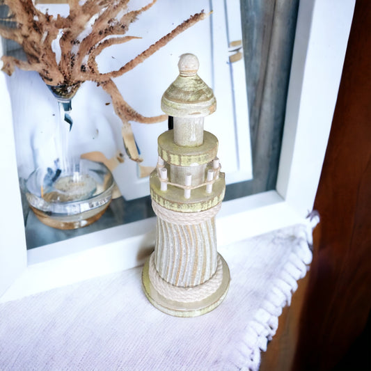 Light House Beach Lighthouse White Wash Small - The Renmy Store Homewares & Gifts 