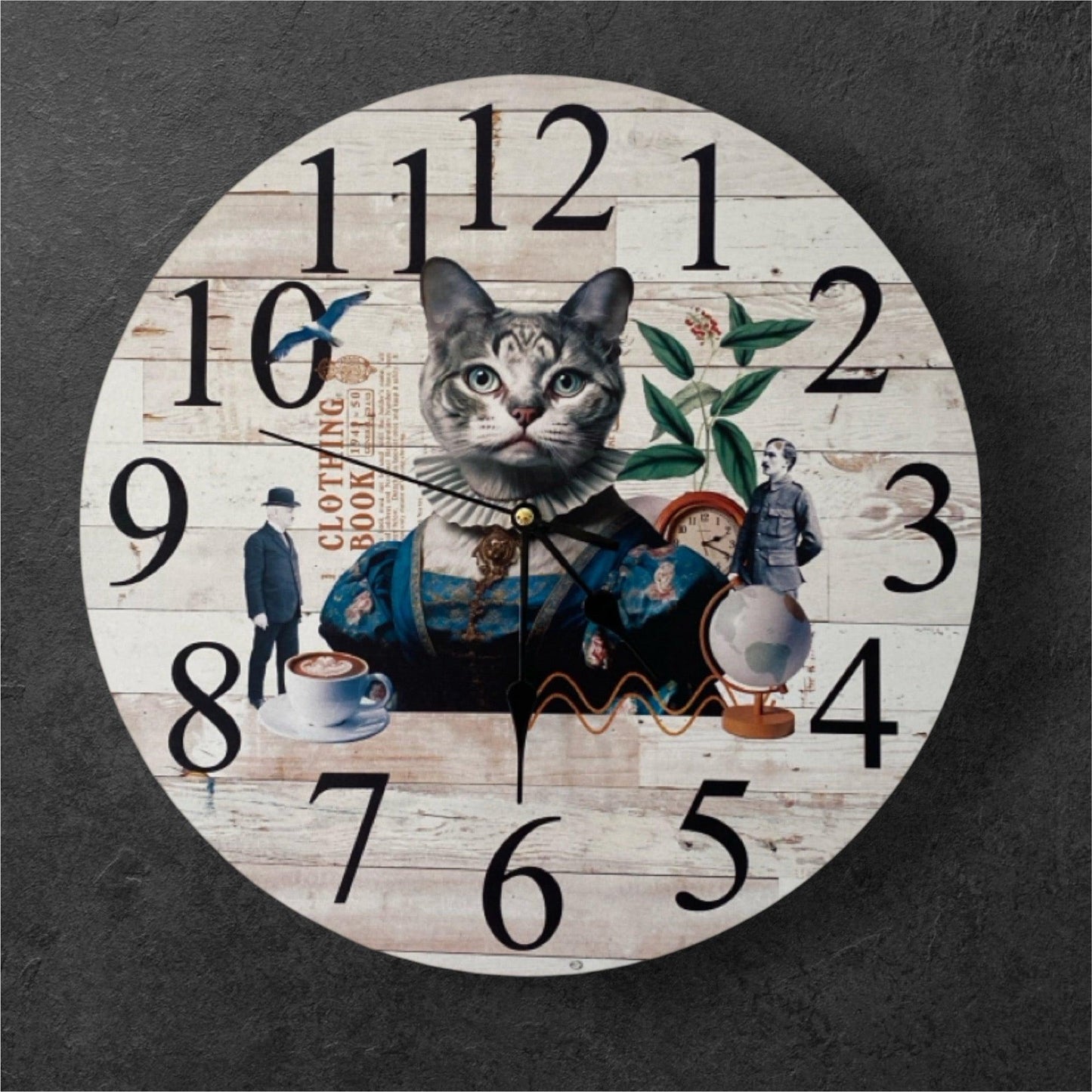 Clock Wall Cat Vintage Retro Aussie Made