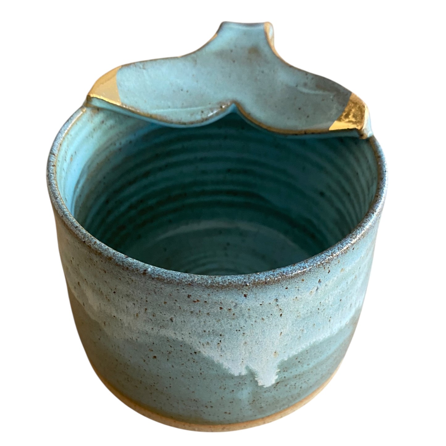 Handmade Whale Tail Aqua Gold Ceramic Mug | Aussie Made Wolf and Clay Coastal Gift