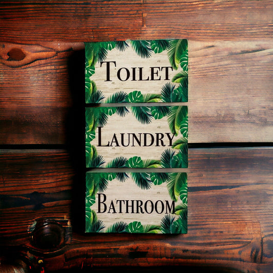 Tropical Door Room Sign Toilet Laundry Bathroom Beach House - The Renmy Store Homewares & Gifts 