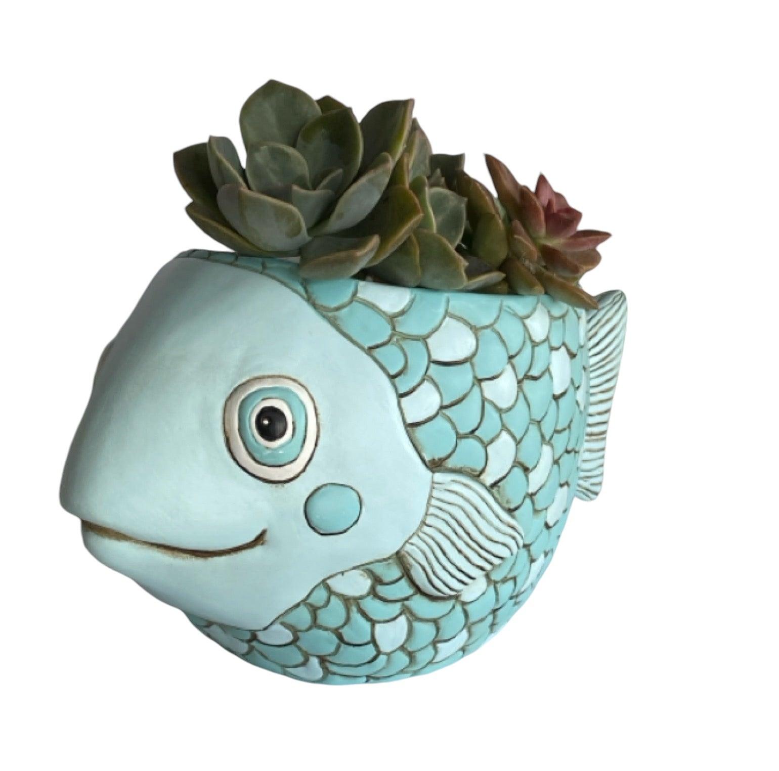 Fish Blue Funky Pot Planter Plant Large - The Renmy Store Homewares & Gifts 