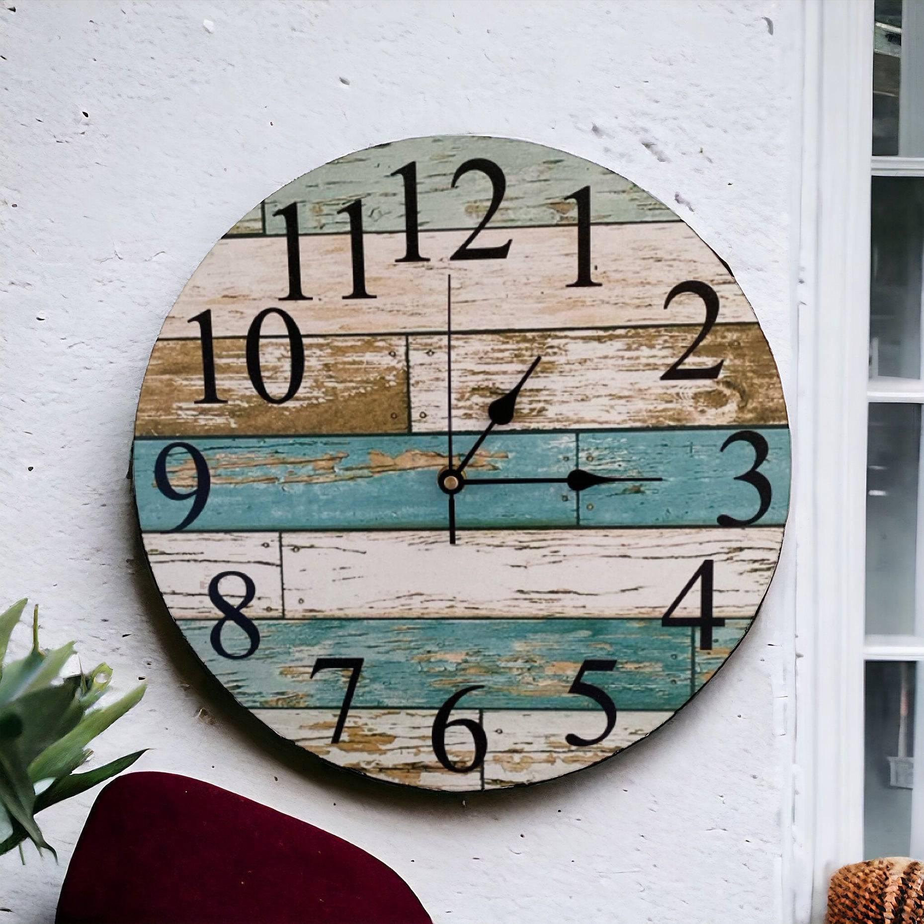 Clock Wall Rustic Blue Aussie Made - The Renmy Store Homewares & Gifts 