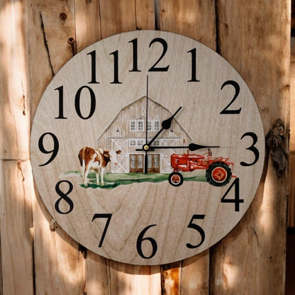 Clock Wall Tractor Cow Barn Farm Aussie Made - The Renmy Store Homewares & Gifts 