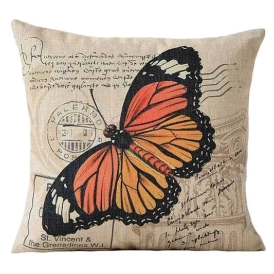 Cushion Pillow Cover Butterfly Antique Orange - The Renmy Store Homewares & Gifts 