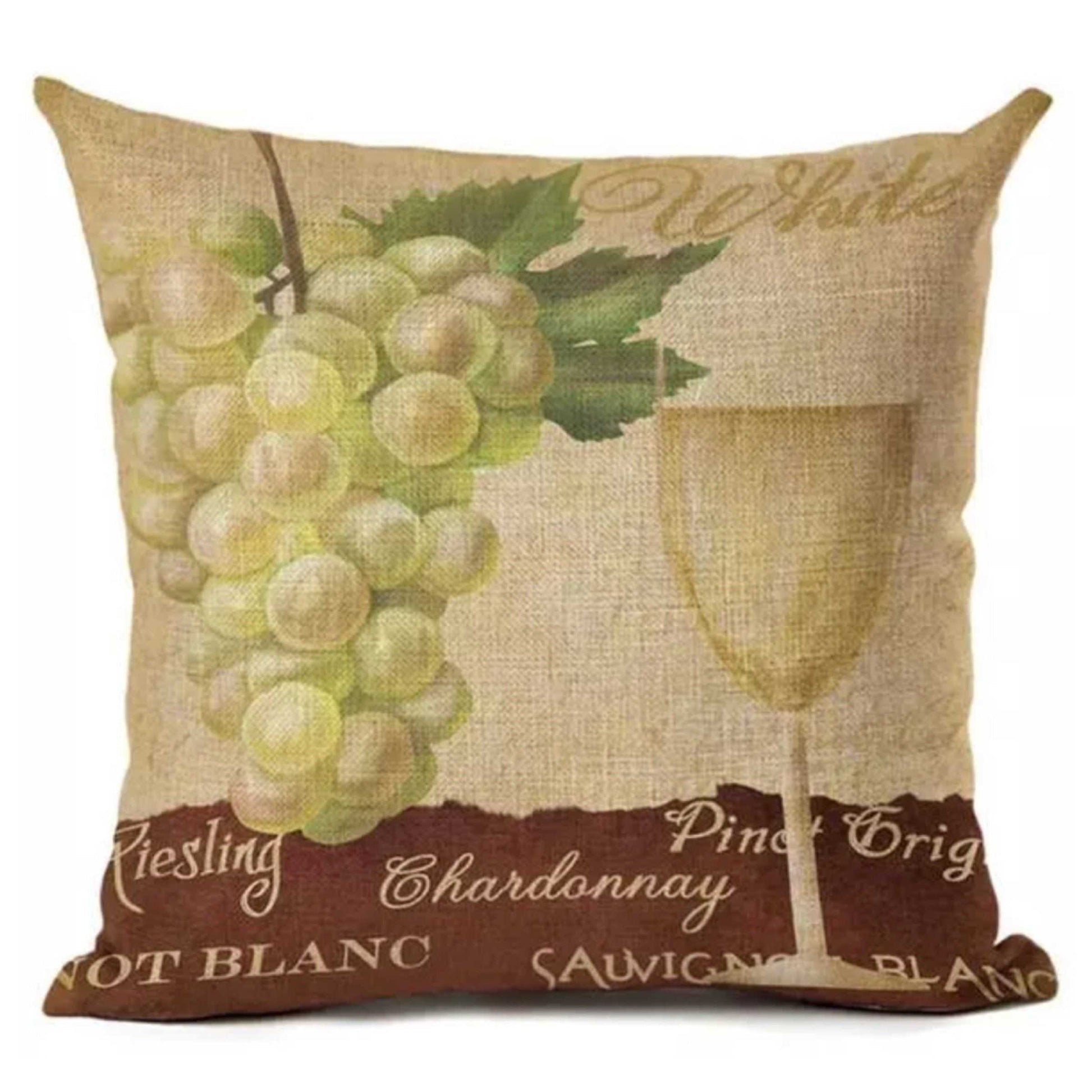 Cushion Pillow Vintage White Riesling Wine - The Renmy Store Homewares & Gifts 