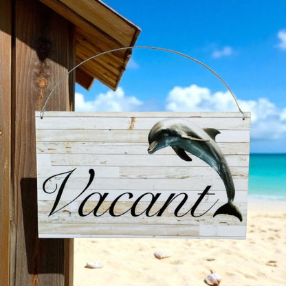 Dolphin Occupied Vacant Toilet Bathroom Door Beach Sign