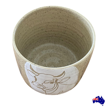 Handmade Cow Ceramic Mug Cup | Aussie Made Wolf and Clay Farmhouse Gift