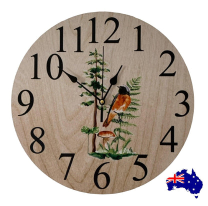 Clock Wall Bird Tree Fern Mushroom Aussie Made - The Renmy Store Homewares & Gifts 