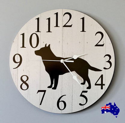Clock Wall Dog Kelpie Aussie Made | 30cm & 60cm Silent Wall Clock