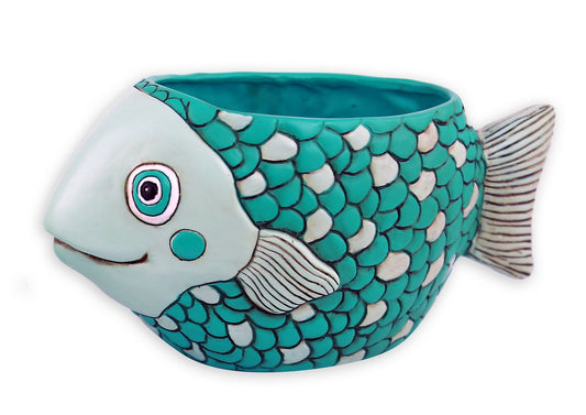 Fish Teal Funky Pot Planter Plant Large - The Renmy Store Homewares & Gifts 