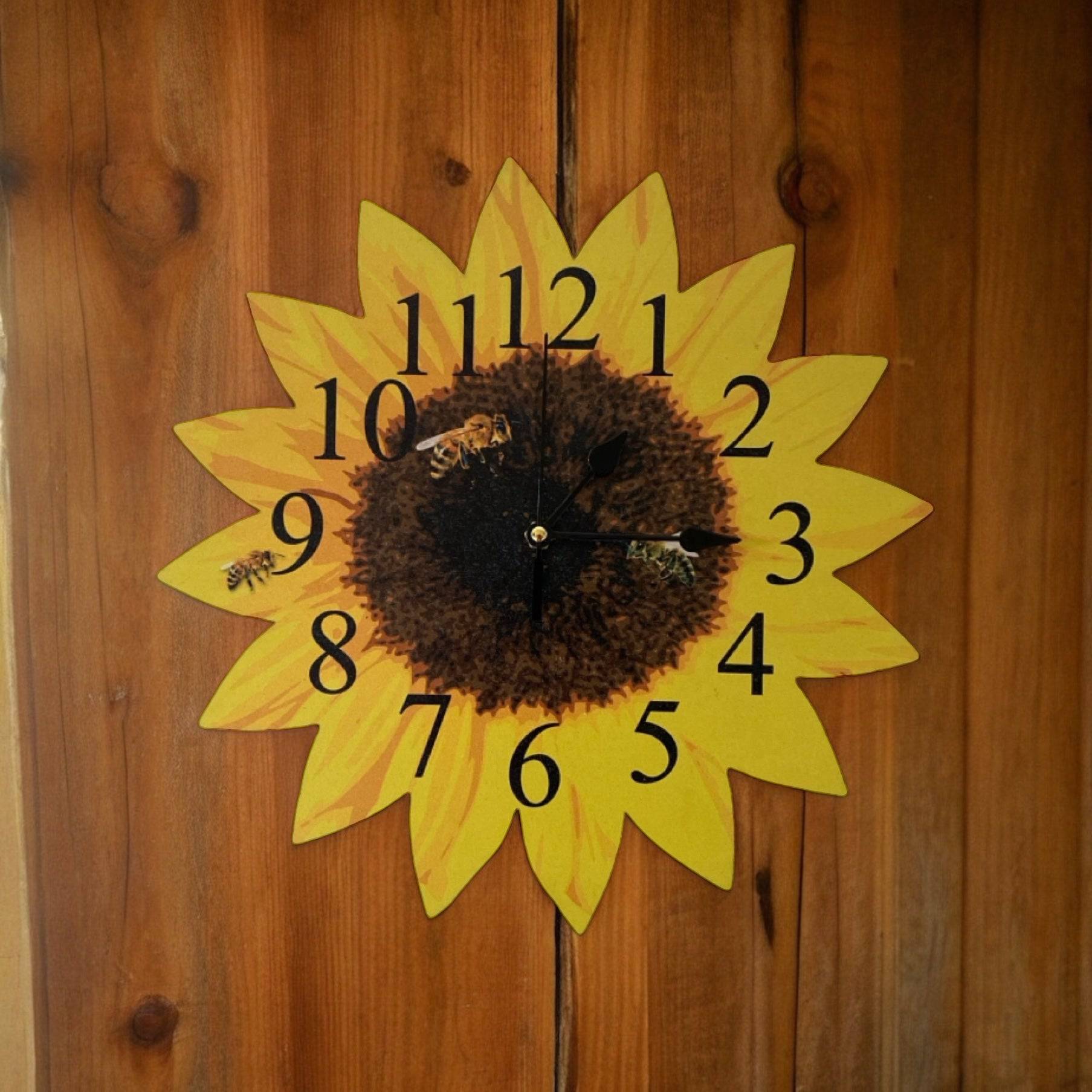 Clock Wall Sunflower Bee Sunshine Aussie Made - The Renmy Store Homewares & Gifts 