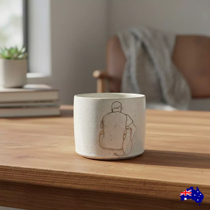 Handmade Man Cat Ceramic Cup Mug | Aussie Made Wolf and Clay Cat Gift
