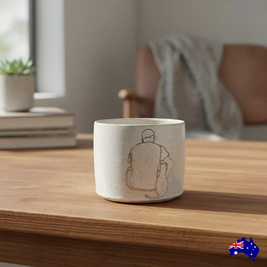 Mug Cup Man Cat Pottery Ceramic Aussie Made