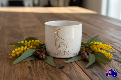 Handmade Kangaroo Ceramic Mug Cup | Aussie Made Wolf and Clay Wildlife Gift