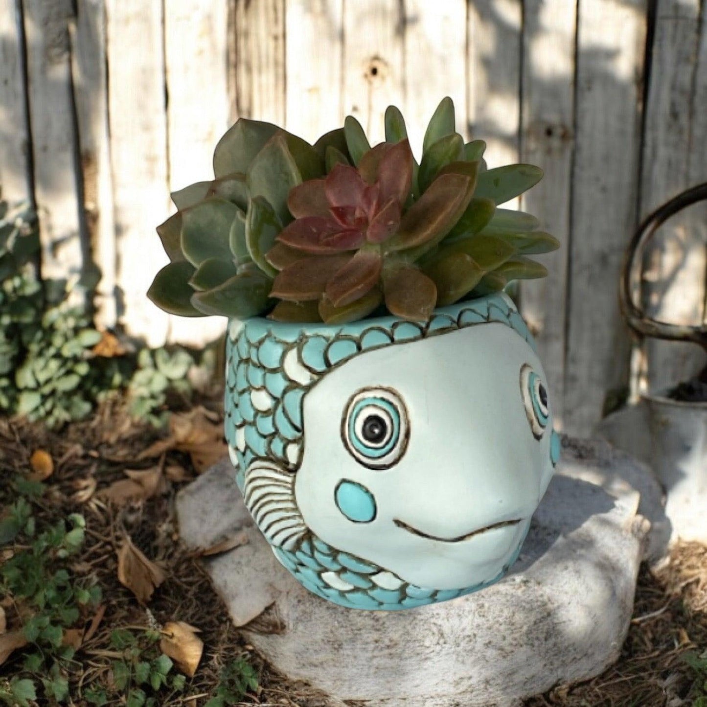 Fish Blue Funky Pot Planter Plant Small - The Renmy Store Homewares & Gifts 