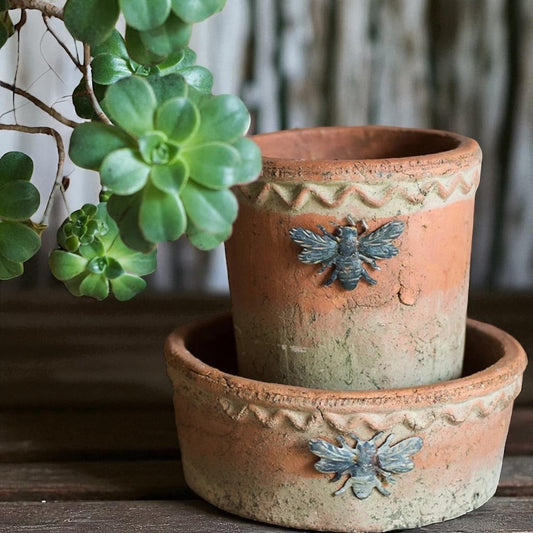 Pot Planter Garden Rustic Terracotta Style Bee