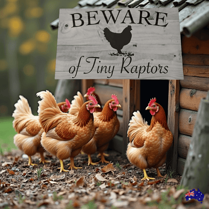 Beware Of Tiny Raptors Chicken Sign - The Renmy Store Homewares & Gifts 