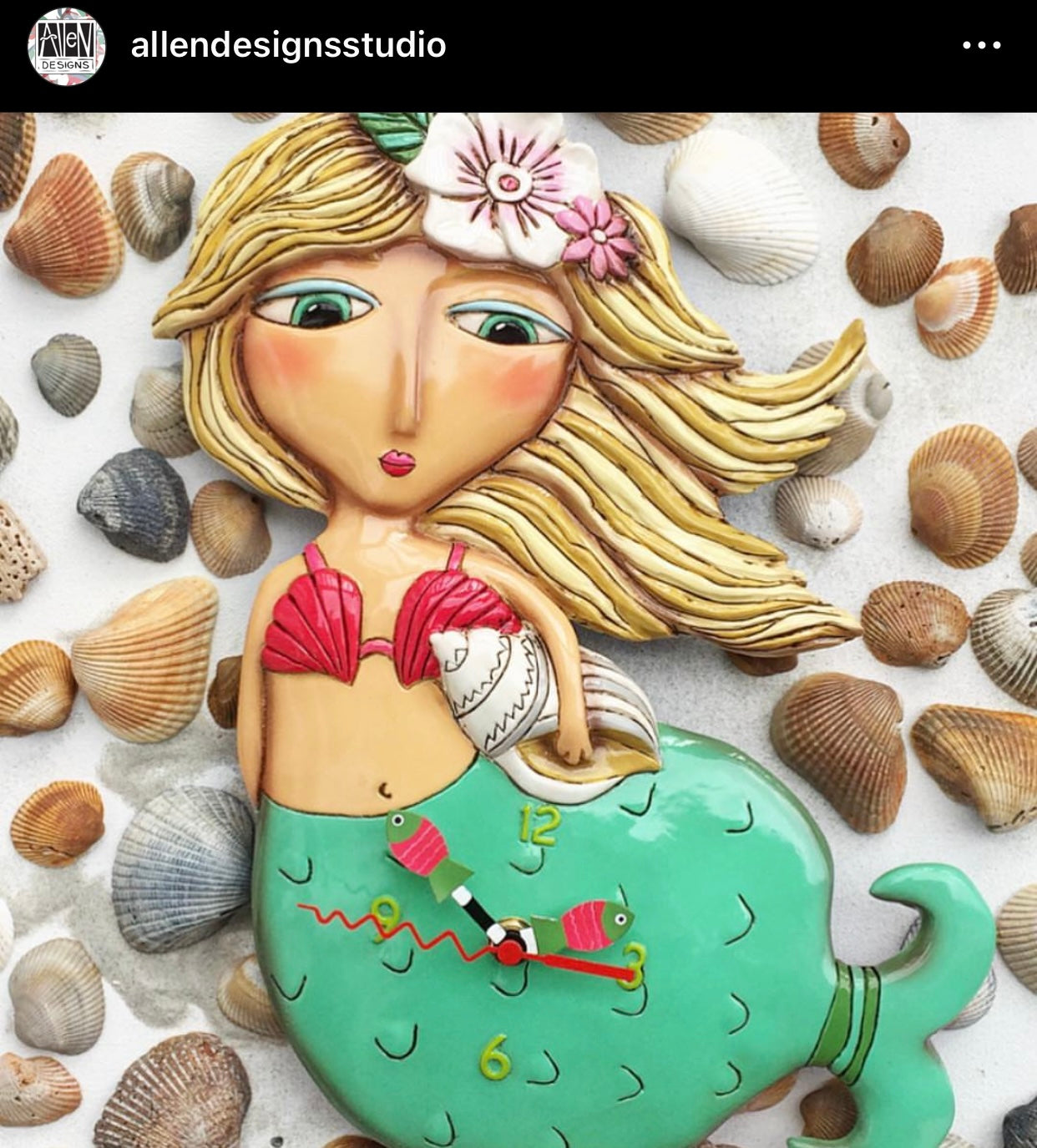 Clock Wall Mermaid Shelly Beach Funky - The Renmy Store Homewares & Gifts 