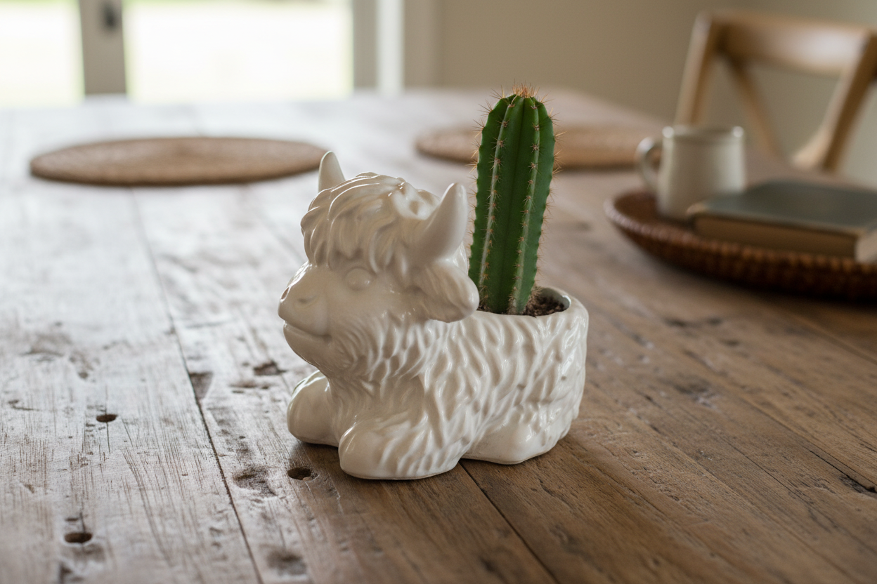 Highland Cow Planter Pot & Candle Holder | Handmade Concrete Farmhouse Aussie Made