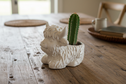 Highland Cow Planter Pot & Candle Holder | Handmade Concrete Farmhouse Aussie Made