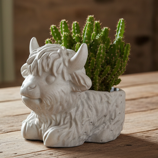 Highland Cow Planter Pot & Candle Holder | Handmade Concrete Farmhouse Aussie Made