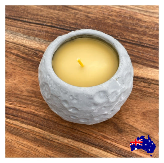 Pure Beeswax Rustic Stone Candle Aussie Handmade