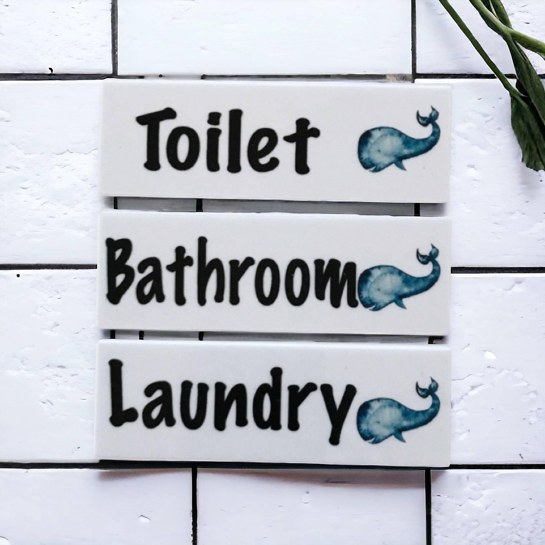 Whale Toilet Laundry Bathroom Door Sign - The Renmy Store Homewares & Gifts 