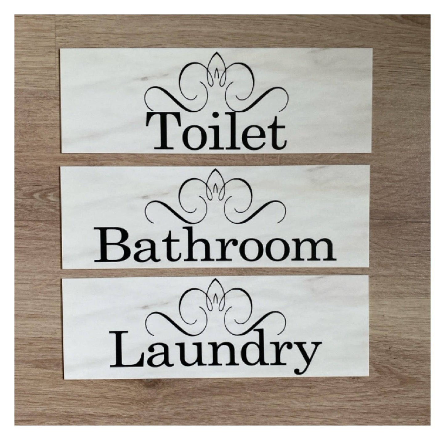 Toilet Laundry Bathroom French Scroll Door Room Sign - The Renmy Store Homewares & Gifts 