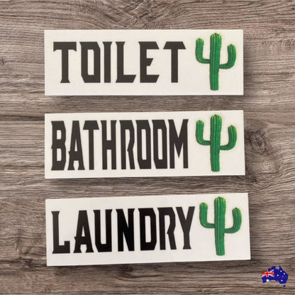 Cactus Toilet Laundry Bathroom Door Sign - The Renmy Store Homewares & Gifts 