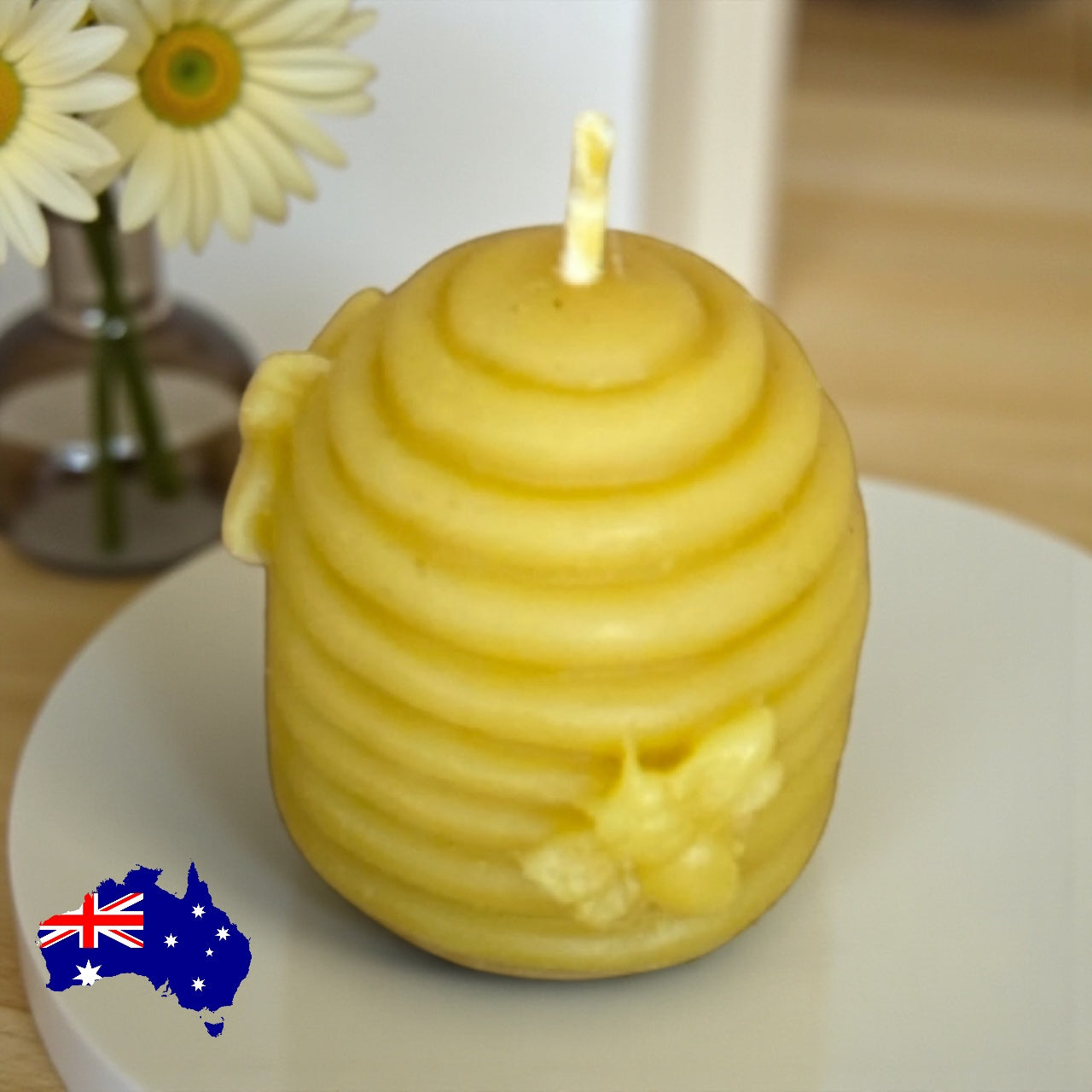 Pure Beeswax Candle Bee Hive Aussie Handmade