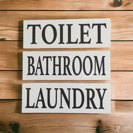 Toilet Laundry Bathroom White Door Room Sign - The Renmy Store Homewares & Gifts 