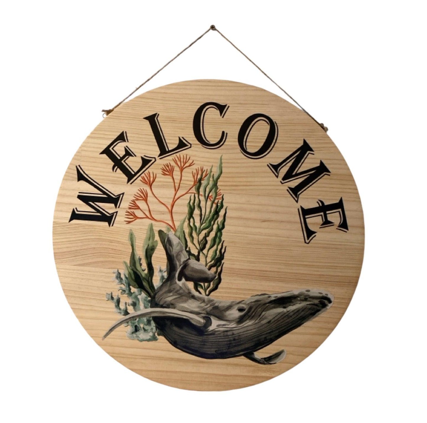 Welcome Whale Coastal Beach House Wood Sign - The Renmy Store Homewares & Gifts 