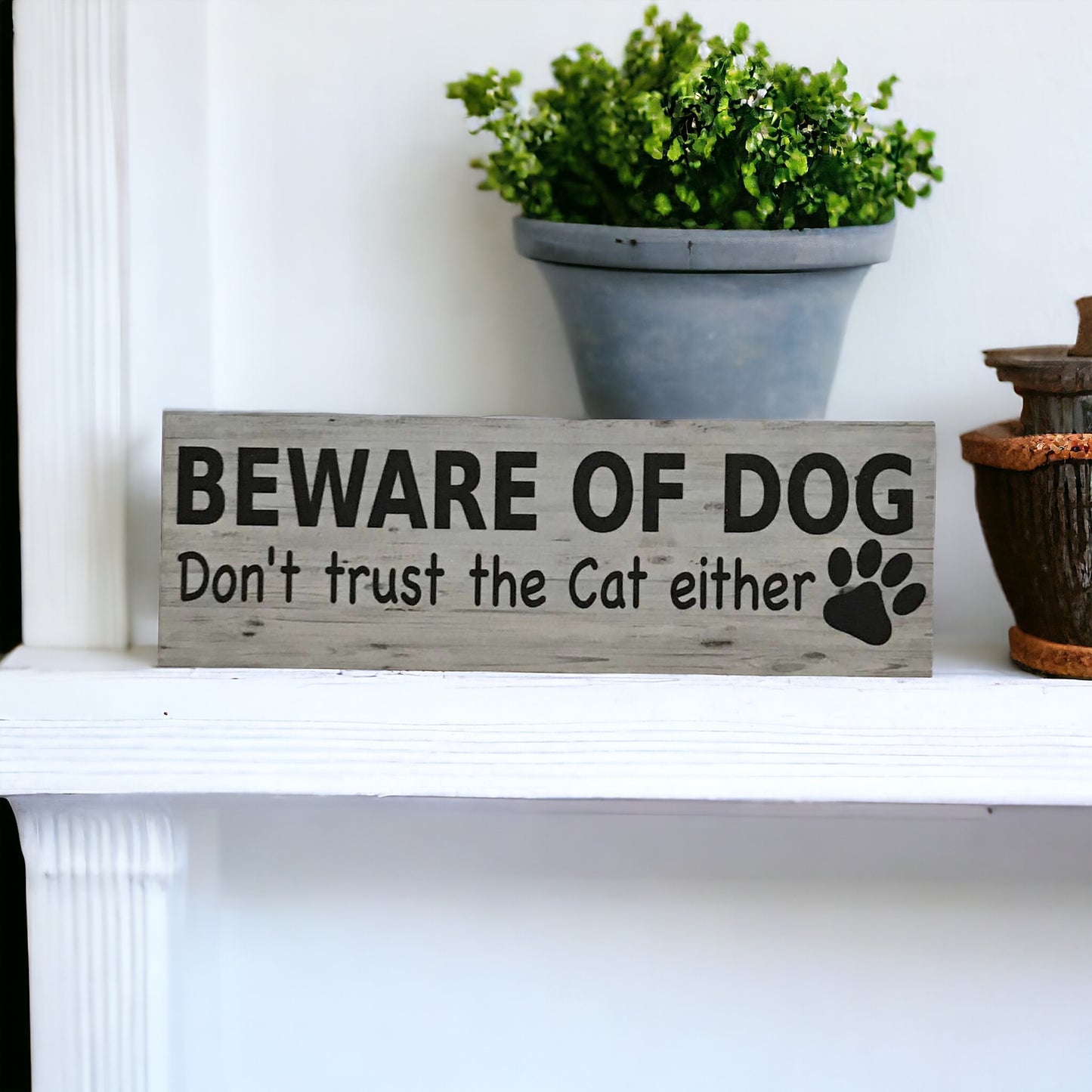 Beware Of Dog Dogs Don't Trust The Cats Cat Either Sign - The Renmy Store Homewares & Gifts 