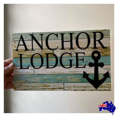 Anchor Nautical Blue Boat Custom Personalised Sign - The Renmy Store Homewares & Gifts 